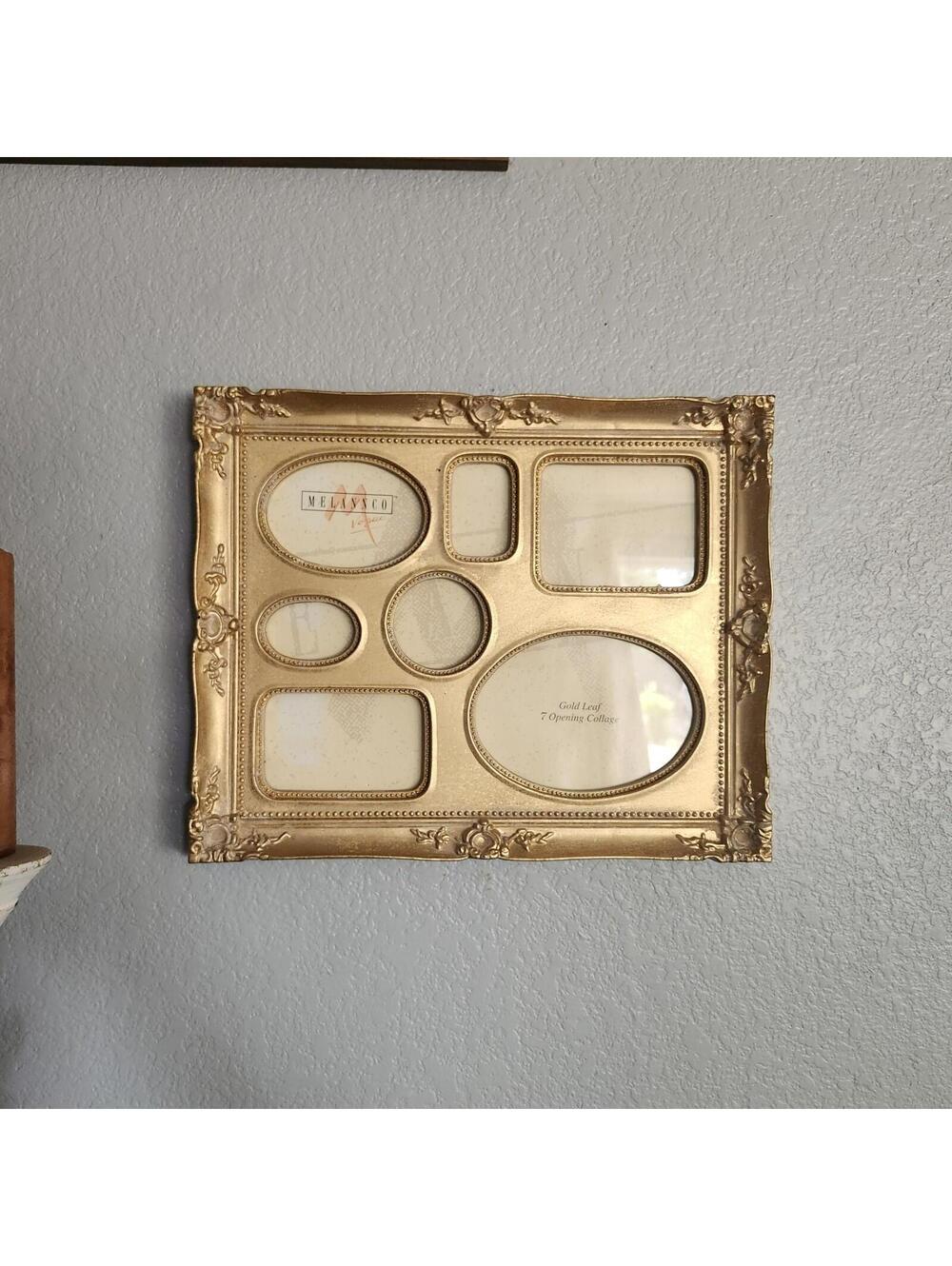 Vintage Ornate Gold Finish 7 Photo Collage Frame Plastic By Melannco Taiwan